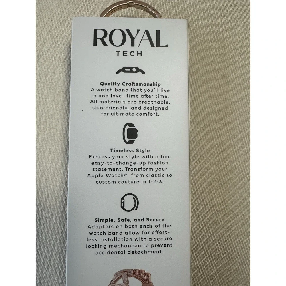 Royal Tech Rose Gold Herringbone Bling Adjustable Apple‎ Watch Band 38, 40, 41mm